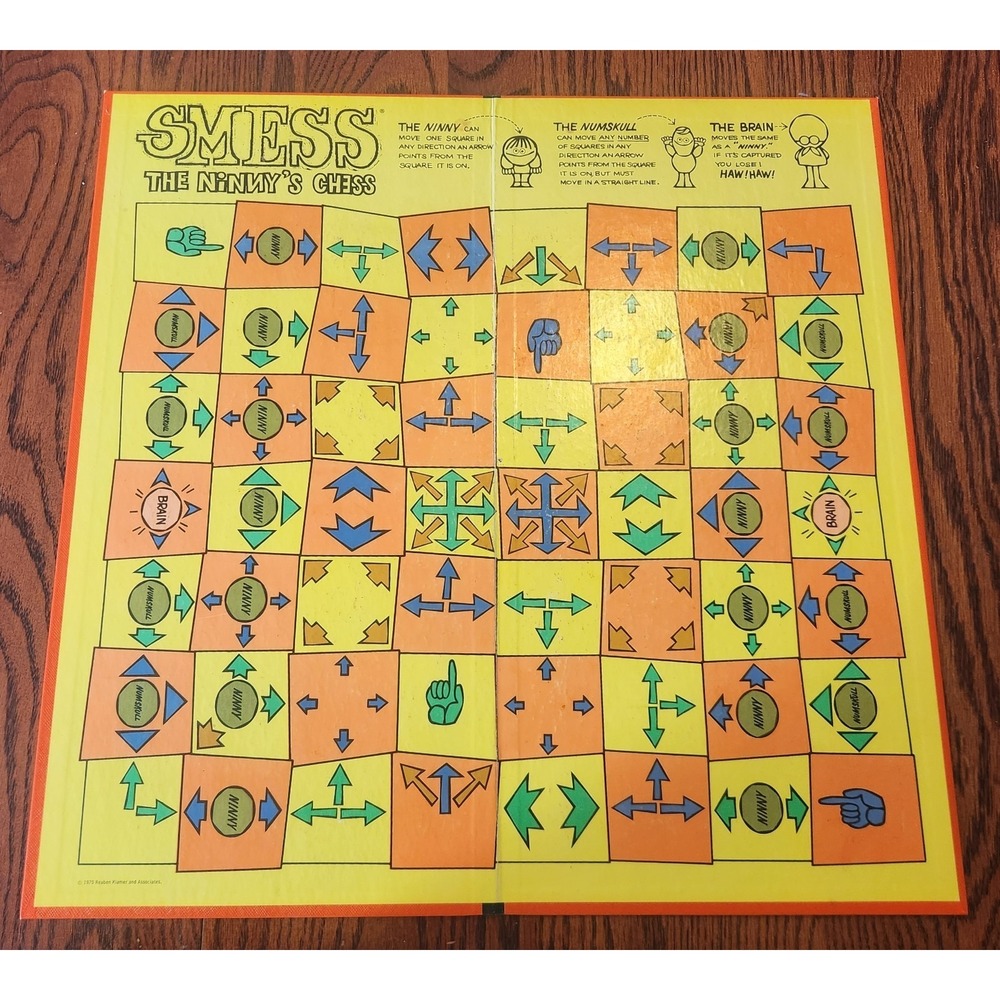 Vintage Parker Brothers 1970 Smess‎ The Ninny's Chess Replacement Board Only